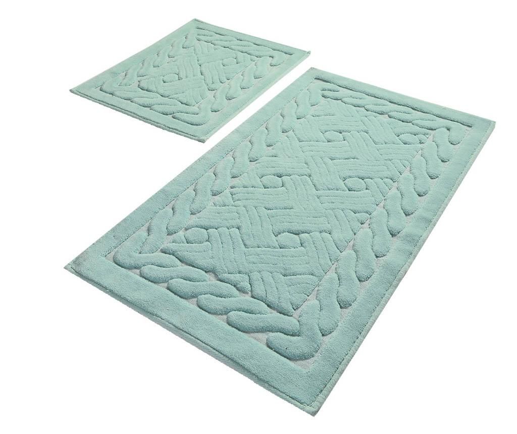 Set 2 covorase de baie Braid Blue - Chilai Home, Verde